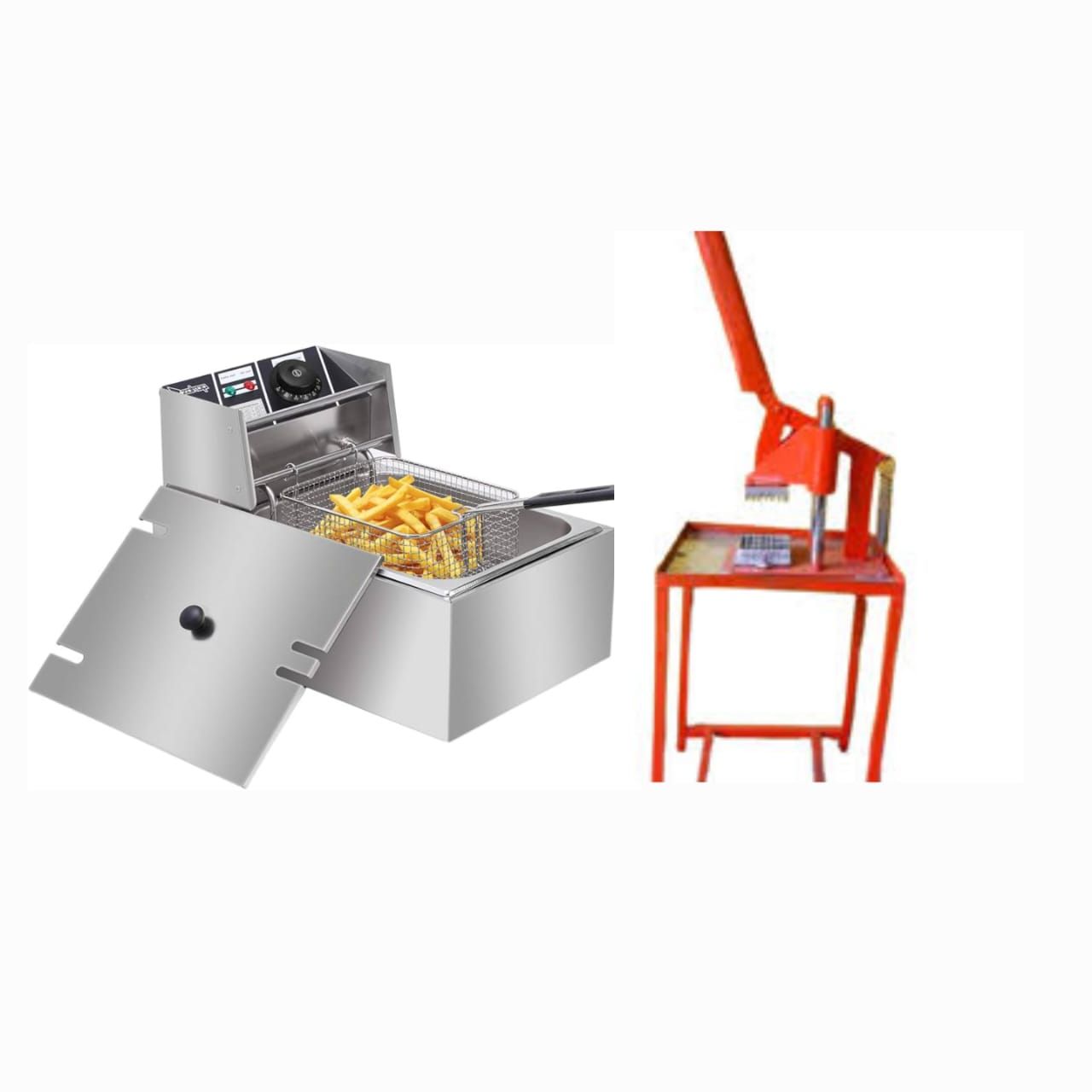 6L Deep Fryer for Chips ,Chicken and Fish with Chips Cutter/Slicer with Free Tong