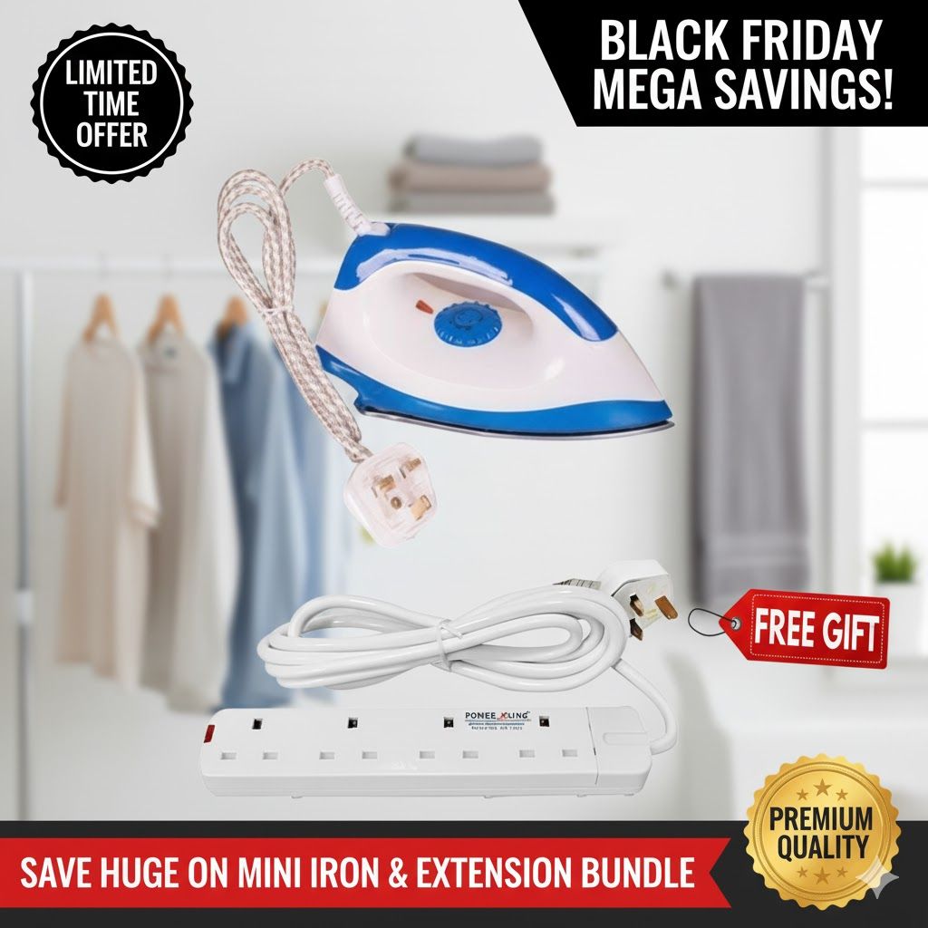 Dry Iron Box with FREE 4-Way Extension Ironbox | Pasi ya Umeme  | Fast Heating & Energy Saving