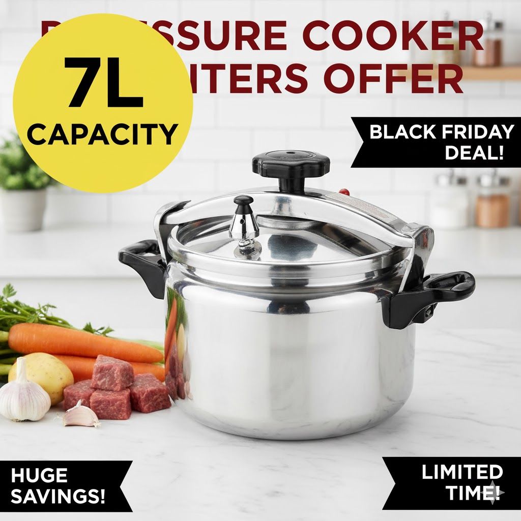 7L Pressure Cooker Large Cookware Sufuria - Explosion Proof - 7L Sufuria. Thickened Aluminum, Easy Lock Lid, Fast Cooking,