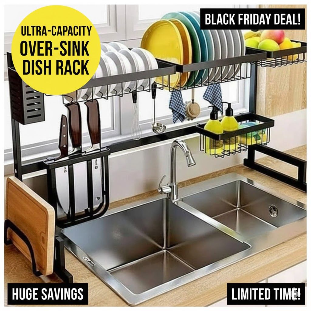 Dish Rack 2 Tier Over the Sink Stainless Dish Drying Rack & Drainer Shelf | Space-Saving Kitchen Counter Organizer, Strong & Rust-Proof
