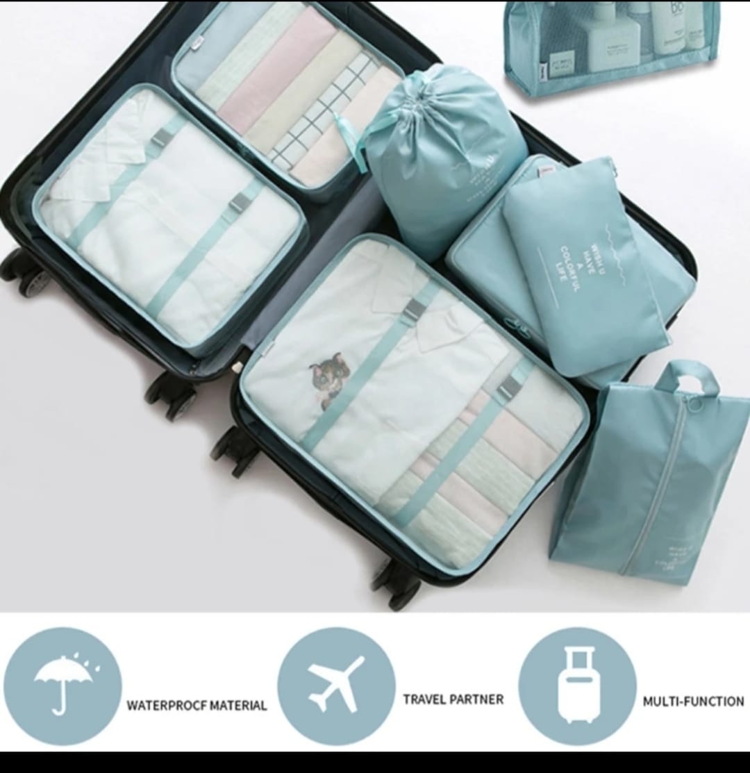 TRAVEL ORGANIZERS. 8pcs Luggage Travel Organizers For Suitcase With Toiletry Case, Practical and Beautiful,