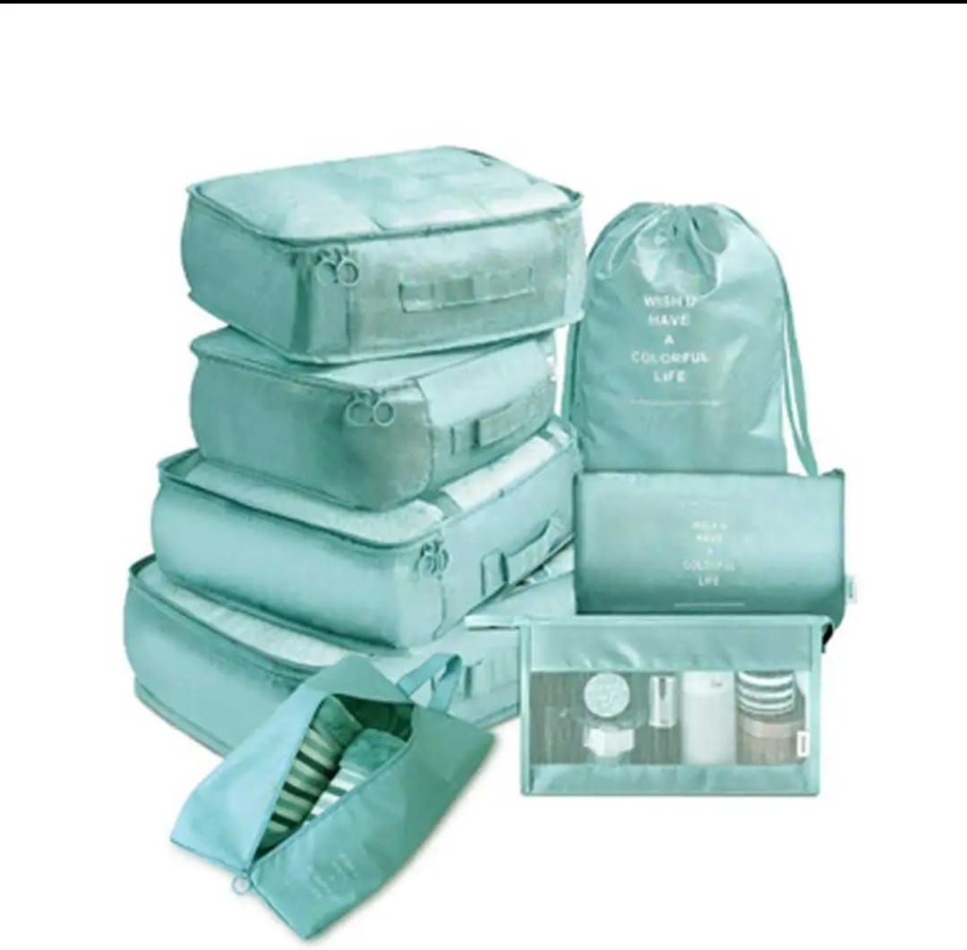 TRAVEL ORGANIZERS. 8pcs Luggage Travel Organizers For Suitcase With Toiletry Case, Practical and Beautiful,