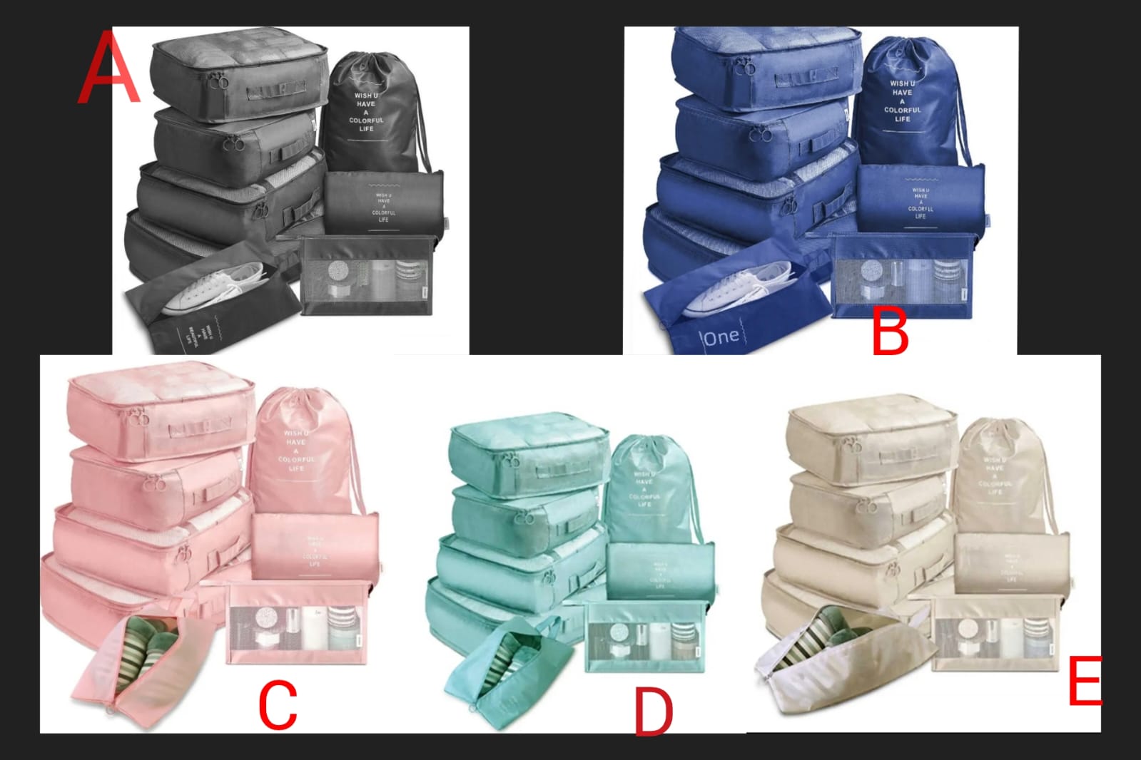 TRAVEL ORGANIZERS. 8pcs Luggage Travel Organizers For Suitcase With Toiletry Case, Practical and Beautiful,