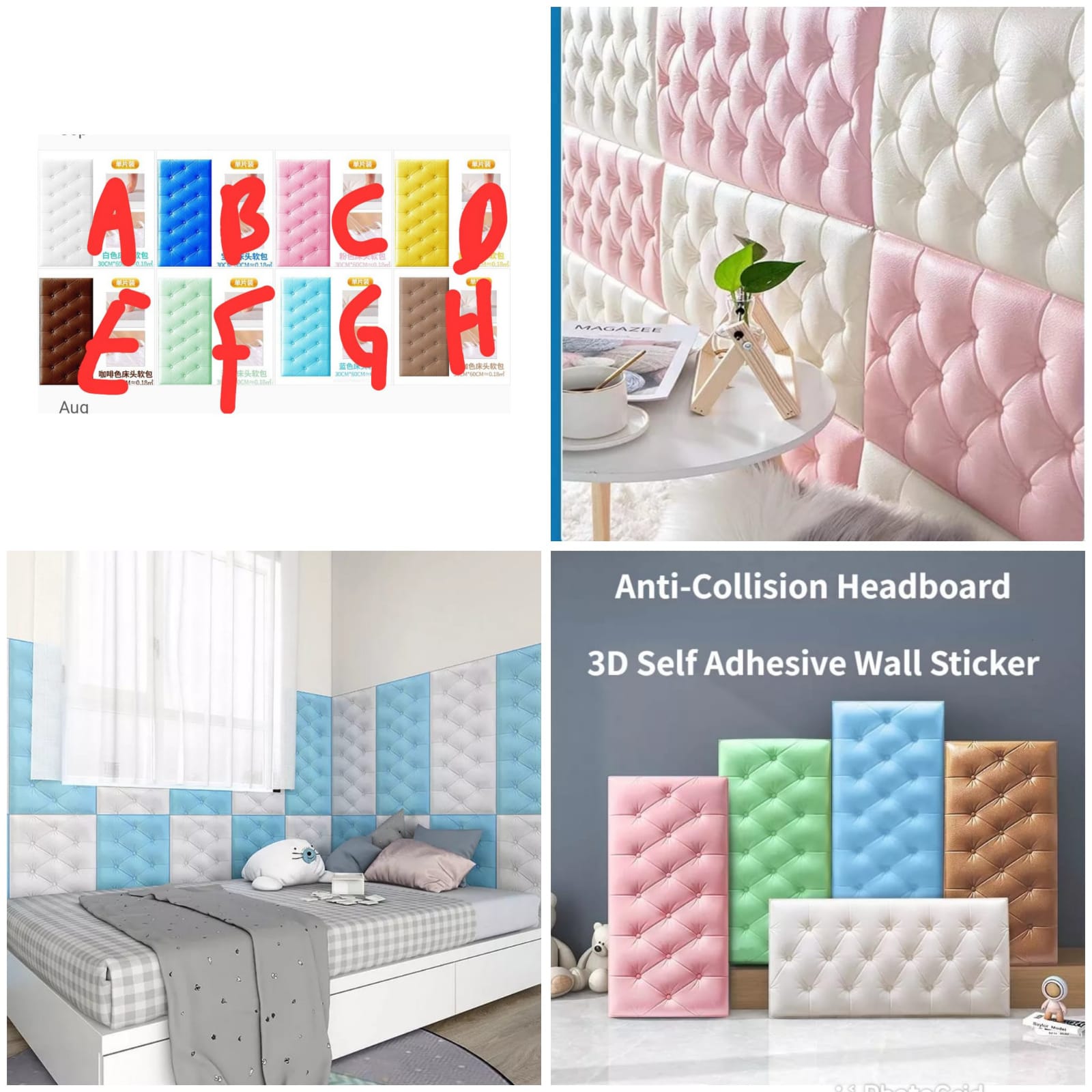 HEAD BOARDS.  Anti collision head boards, Durable, water proof, Anti-collision soft feel, Home decor, stylish ottoman design, safe for kids, Easy to install, Self adhensive