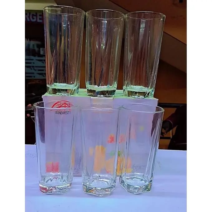 GLASSES. 6pcs Water / Juice Glasses 330 Ml, Break and chip resistant, Dishwasher safe, designs allows firm grip to avoid slip off hand and to as decoration as well.