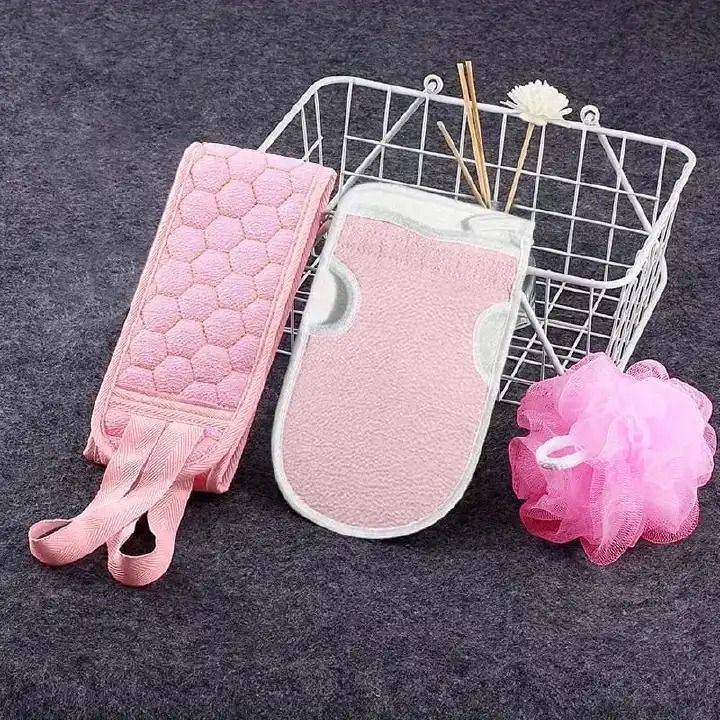 3pcs/set Body Scrubber Back Massage Exfoliating Sponge Bathroom Bath Brush Scrub