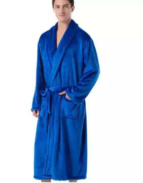 CLEARANCE OFFER Fleece Bathrobe Long Shawl Collar Plush Robe- Unisex