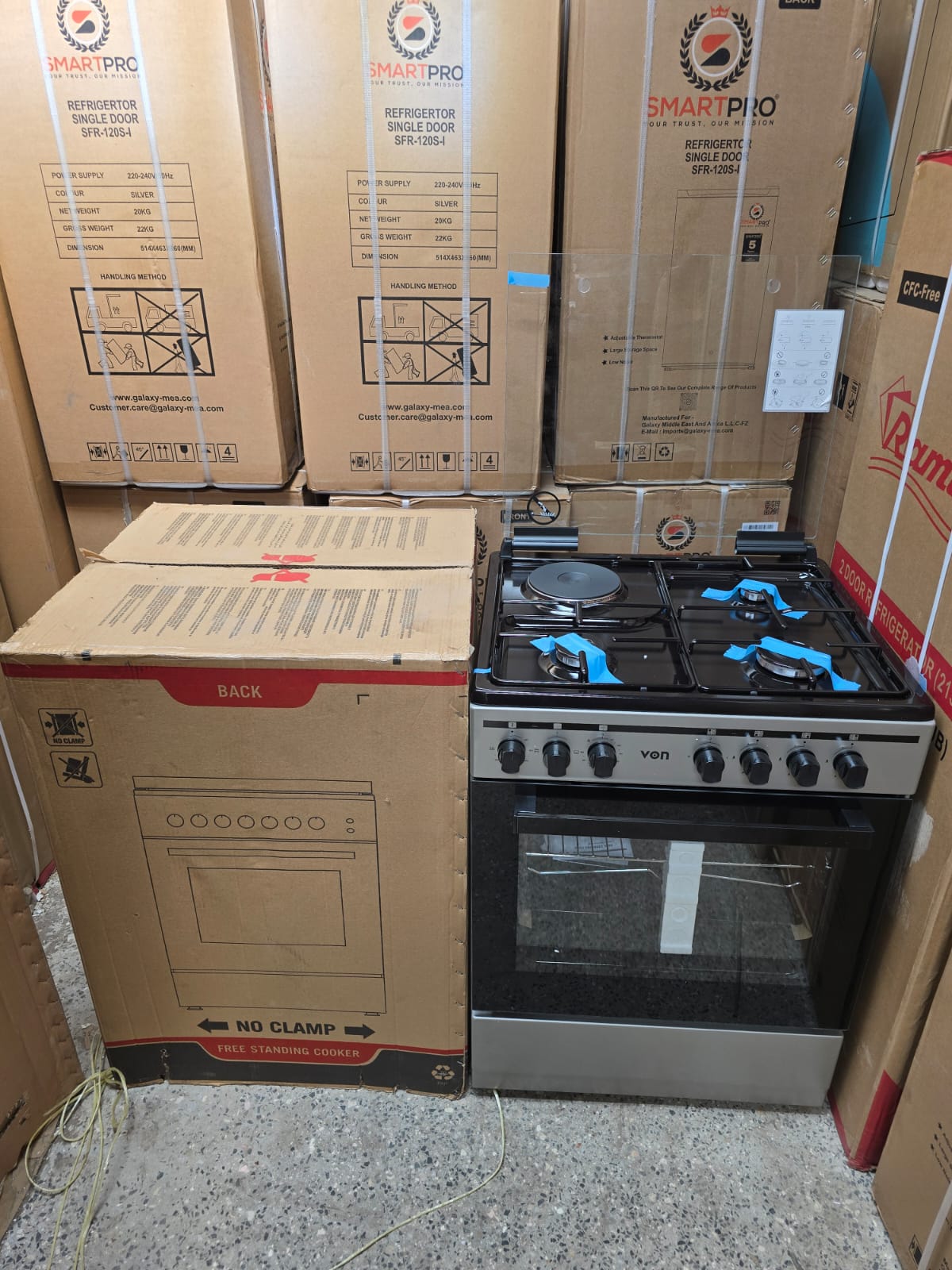 CLEARANCE OFFER 60*60 VON Cooker 3 Gas + 1 Electric  standing cooker