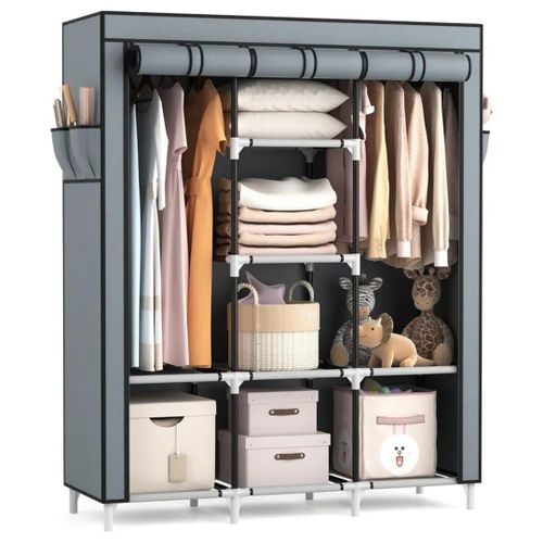 CLEARANCE OFFER High Quality 3 Columns Portable Metallic Wardrobe