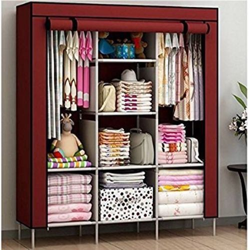CLEARANCE OFFER High Quality 3 Columns Portable Metallic Wardrobe
