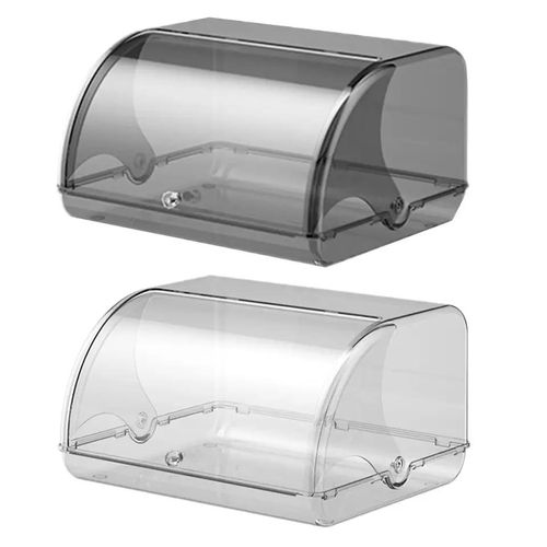 CLEARANCE OFFER Acrylic Bread Bin with Roll-Up Lid - Countertop Food Storage Box for Bread, Pastries & Cookies