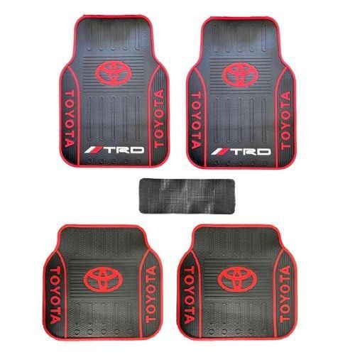 Toyota Heavy Duty Rubber Floor Mats -5 Pcs   The material is made of a synthetic rubber material that is designed with grooves and ridges to give it good waterproof qualities. This assists in keeping