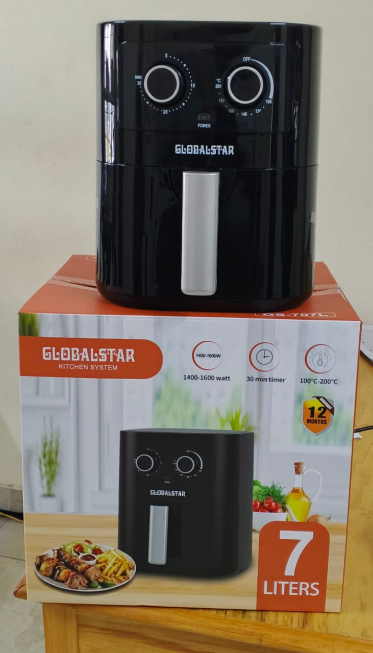 7 litres Globalstar airfryer Healthy Eating Lifestyle: Cook healthier meals with less oil, perfect for households that prioritize nutrition.
- Adjustable Timer: Customizable cooking time, ensuring per