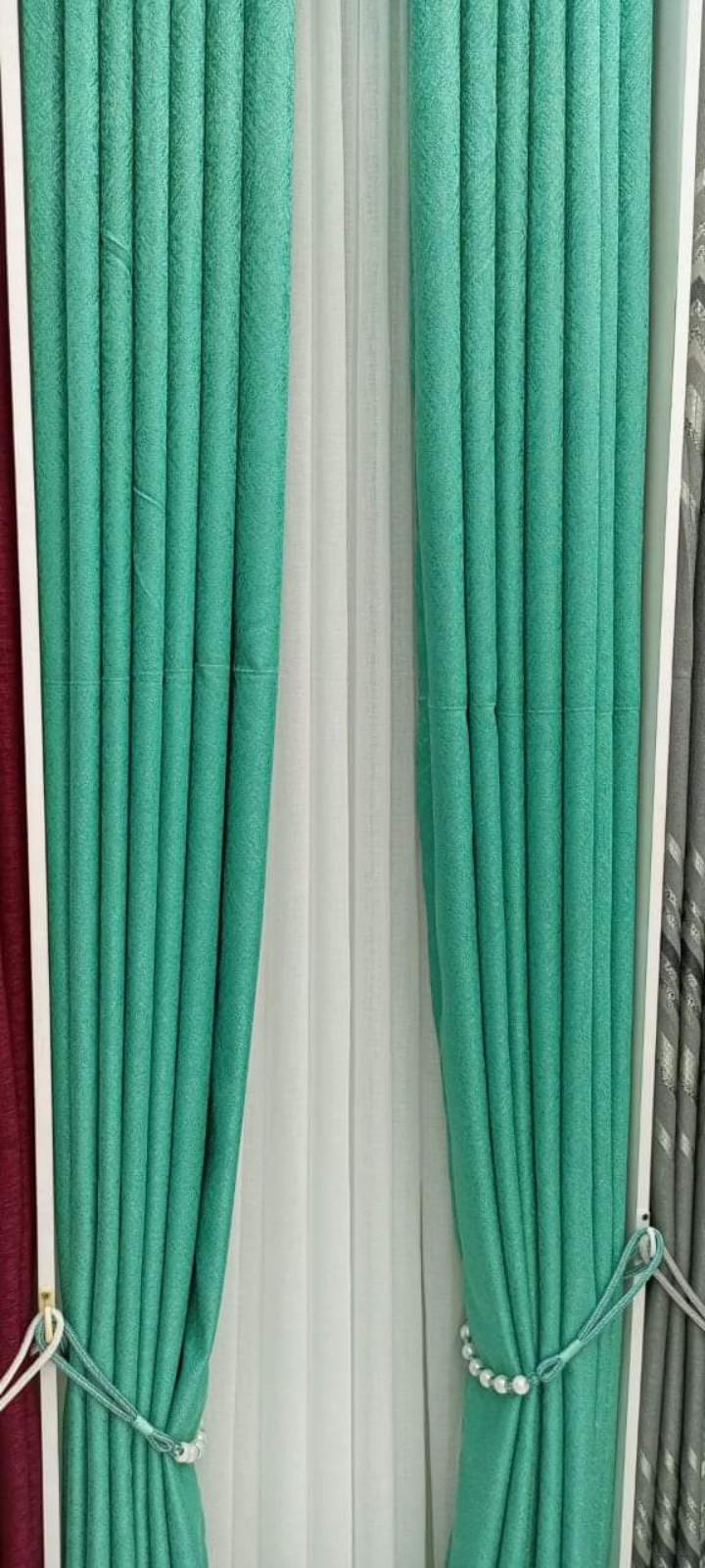TURQUOISE BLUE CURTAINS WITH SHEERS - 3PCS Set - 3 Meters Long Window and Door Curtains - Elegant Living and BedRoom Set – Ready made-to-Hang with Curtain Rods.