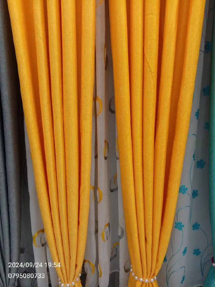 MUSTARD YELLOW BLACKOUT CURTAINS WITH SHEERS – 3PCS Set Curtains [1.5M +1.5M] + FREE SHEER /NET for Living Room & Bedroom – Ready-Made Window & Door Drapes