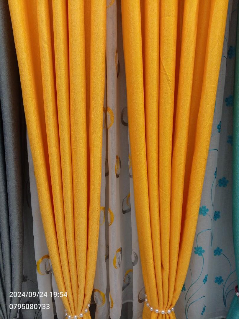 MUSTARD YELLOW BLACKOUT CURTAINS WITH SHEERS – 3PCS Set for Living Room & Bedroom – Ready-Made Window & Door Drapes– gray curtains, black curtains, brown curtains, cream curtain, yellow curtains,