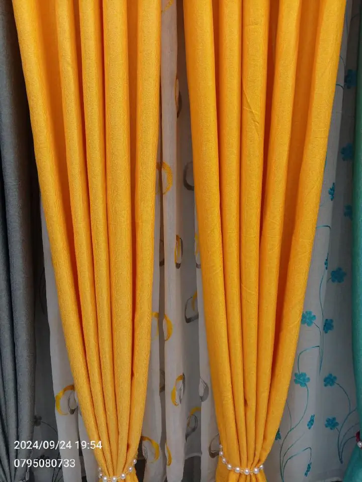 MUSTARD YELLOW BLACKOUT CURTAINS WITH SHEERS – 3PCS Set for Living Room & Bedroom – Ready-Made Window & Door Drapes– gray curtains, black curtains, brown curtains, cream curtain, yellow curtains,