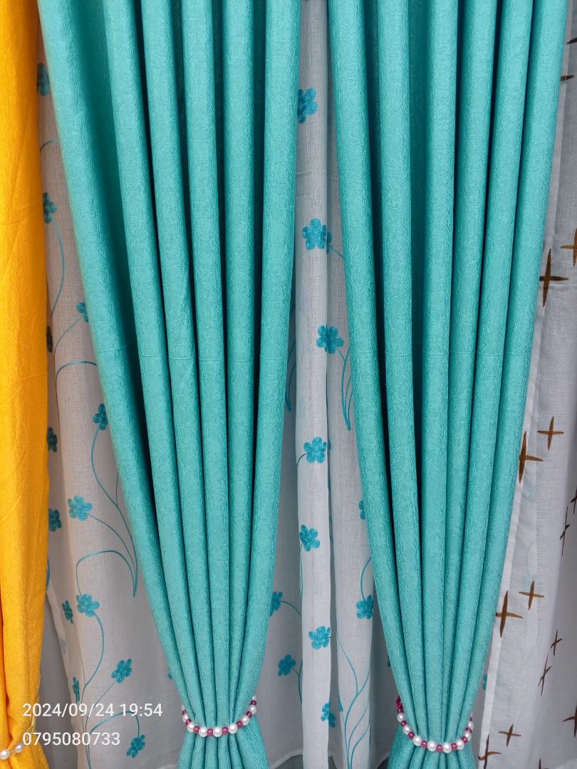 Turquoise Blue Curtains 3PCS Set with Sheers – 2 Panels + 1 sheer – Blackout Style for Living Room & Bedroom