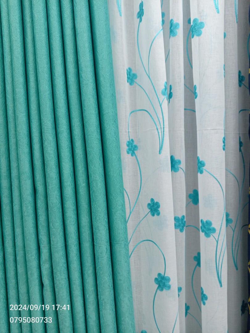 Turquoise Blue Curtains 3PCS Set with Sheers – 2 Panels + 1 sheer – Blackout Style for Living Room & Bedroom