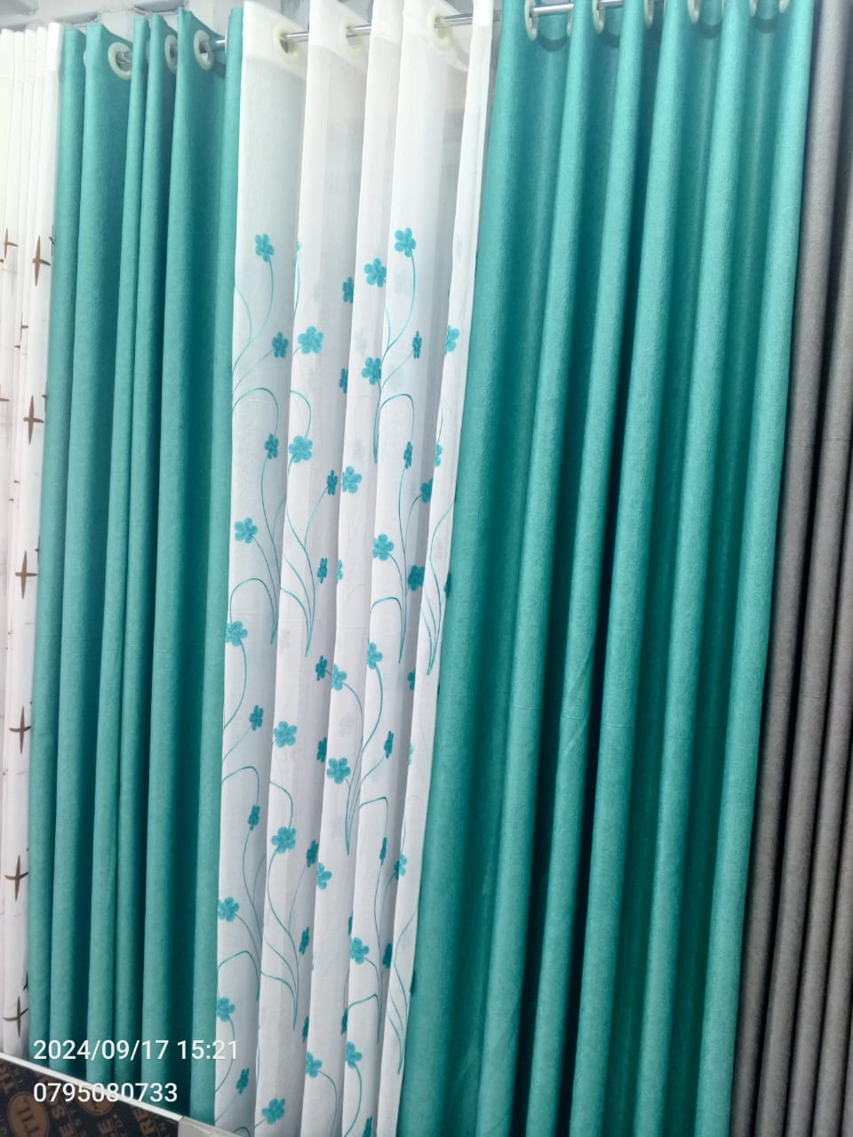 Turquoise Blue Curtains 3PCS Set with Sheers – 1.5m x 2 Panels – Blackout Style for Living Room & Bedroom