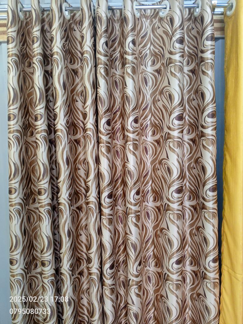BROWN BLACKOUT CURTAINS WITH SHEERS – 3PCS Set Curtains [1.5M +1.5M] + FREE SHEER /NET for Living Room & Bedroom – Ready-Made Window & Door Drapes