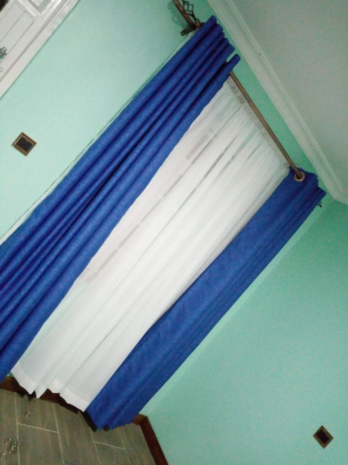 Blue Curtains 3PCS Set with Sheers – 1.5m x 2 Panels – Blackout Style for Living Room & Bedroom