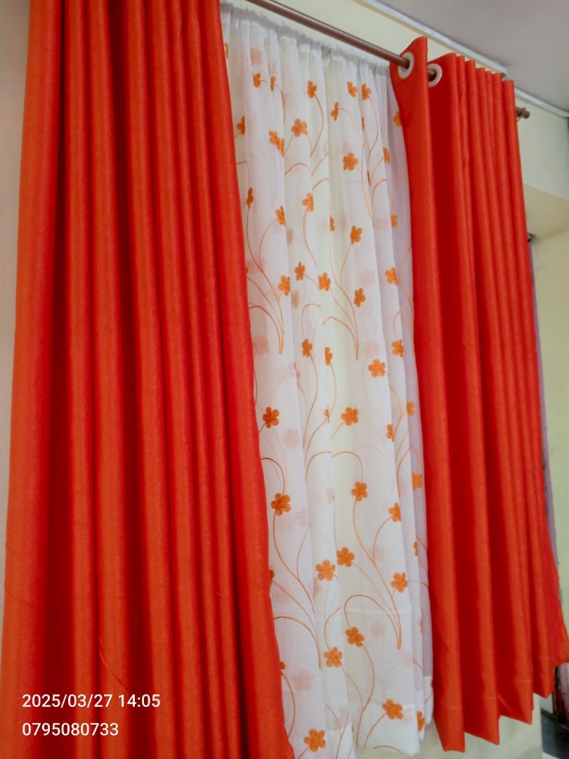 Orange Curtains 3Pcs Set Including Sheers Standard size for windows and doors