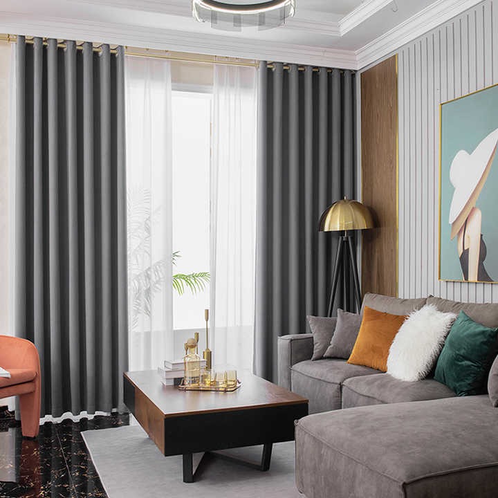 3Pcs Blackout Grey Curtains Set with Premium Floral Sheers – Heavy Fabric for Windows & Doors – 1.5m x2 Panels + 1 Sheer gray curtains