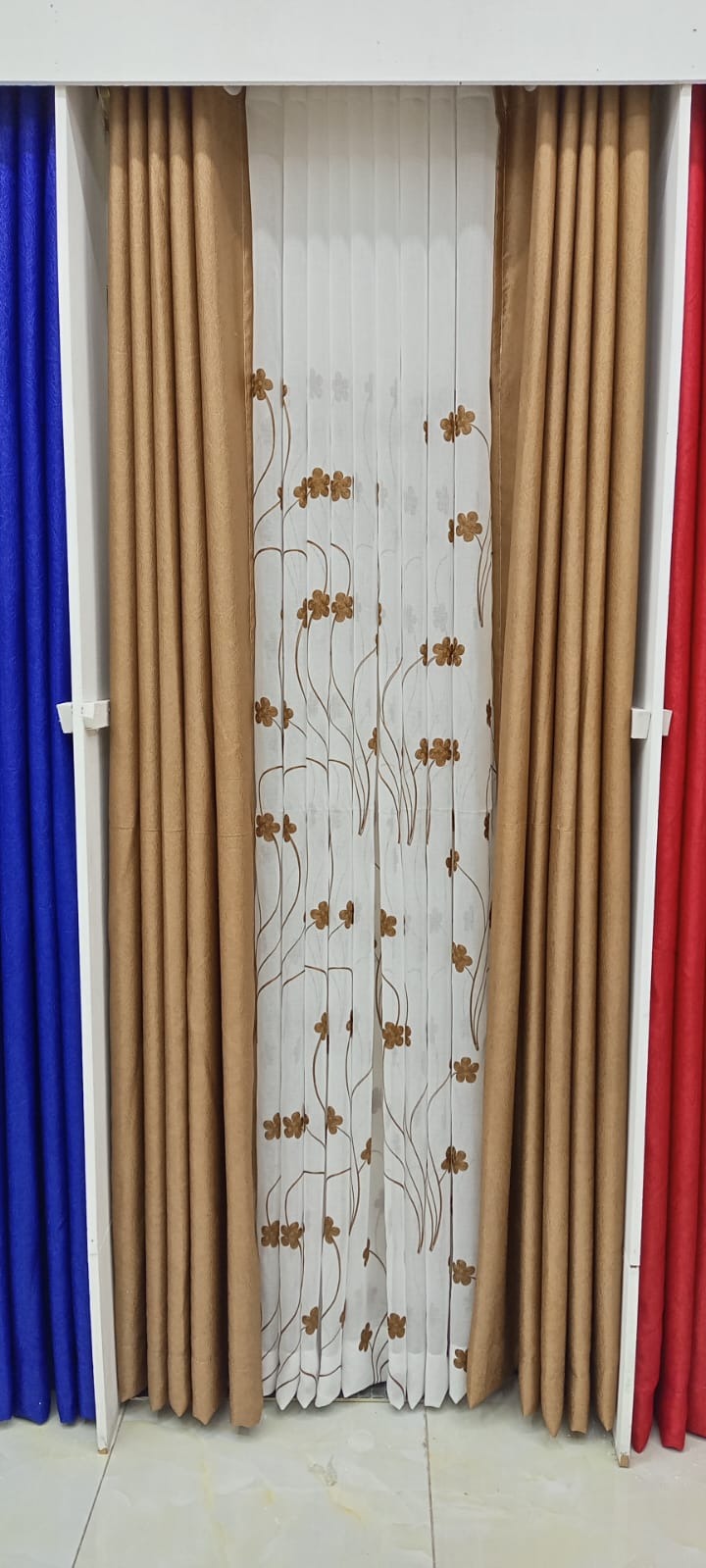 Brown Curtains 2Pcs + FREE White Floral Sheer - Elegant Living and Bed Room Set – Elevate Your Space with Sophistication