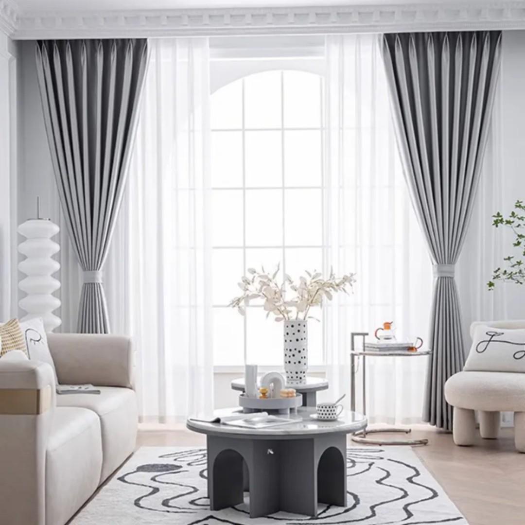 Blackout Gray Curtains 2PCS Set – 1.5m x 2 Panels – Blackout Style for Living Room & Bedroom grey curtains