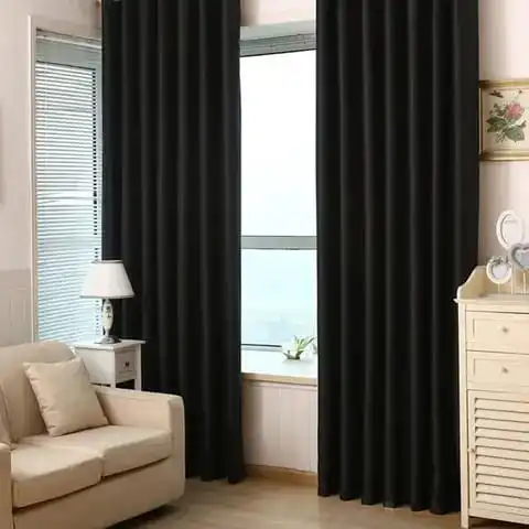 BLACK CURTAINS WITH SHEERS - 3PCS Set - 2 Meters Long Window and Door Curtains - Elegant Living and BedRoom Set – Ready made-to-Hang with Curtain Rods.