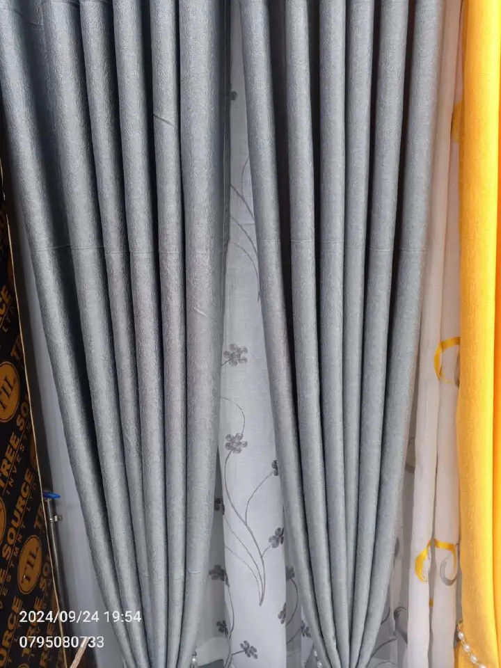 GRAY BLACKOUT CURTAINS WITH SHEERS – 3PCS Set Curtains [1.5M +1.5M] + FREE SHEER /NET  for Living Room & Bedroom – Ready-Made Window & Door Drapes GREY CURTAINS— NOTE:‼️ CHOOSE SIZE ACCORDINGLY