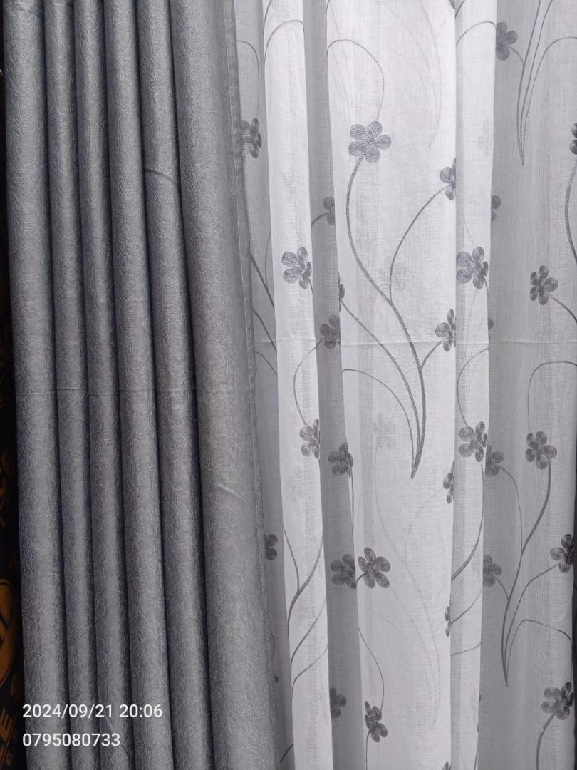 Gray Curtains 3Pcs Set Including Sheers Grey curtains 2 Panels+ 1 sheer