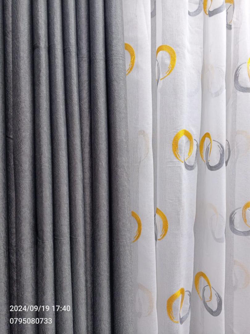 Gray Curtains 3PCS Set with Sheers – 2 Panels + 1 sheer – Blackout Style for Living Room & Bedroom Grey Curtains