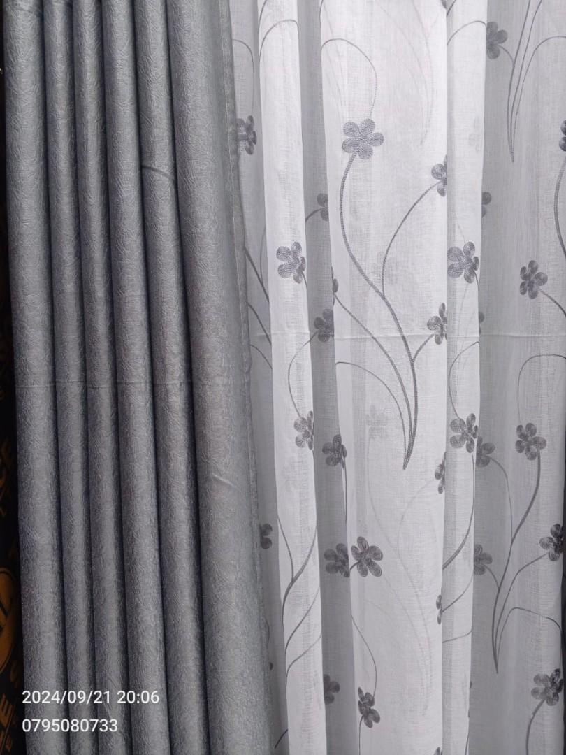 Gray Curtains 3PCS Set with Sheers – 2 Panels + 1 sheer – Blackout Style for Living Room & Bedroom Grey Curtains