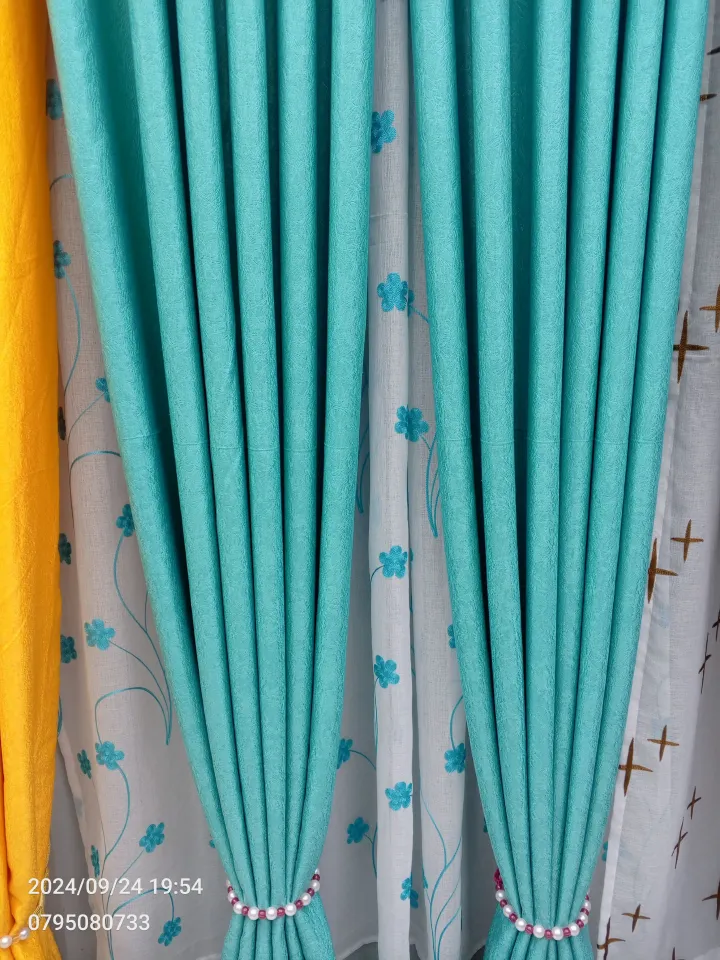 [Today Only] TURQUOISE BLUE CURTAINS WITH SHEERS 3Pcs Set - 2Pc Curtain (4 feet each) + 1pc heavy Sheer - Ready made Living and Bedroom Set. NOTE‼️: WITH and WITHOUT SHEER option available to select