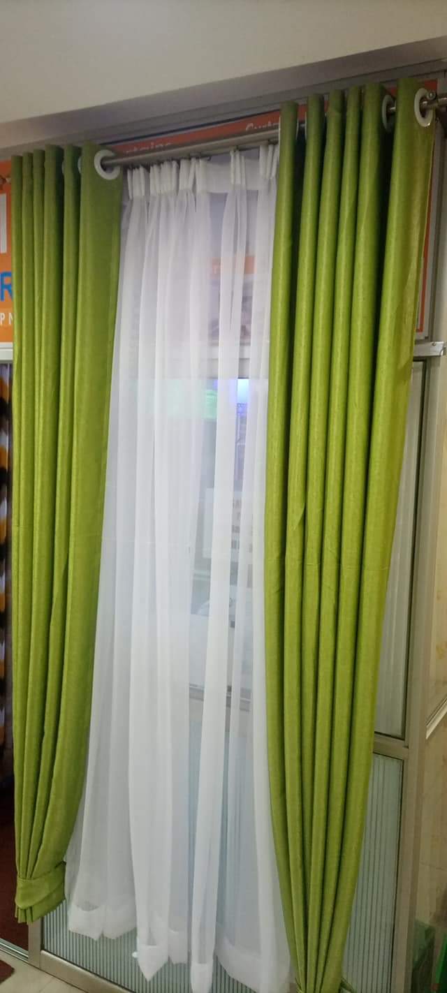 BLACK CURTAINS WITH SHEERS - 2Pcs Curtains (4 feet each) + 1pc premium heavy Sheer - Elegant Living and Bed Room Set – Ready made-to-Hang - WITH and WITHOUT SHEER option available to select