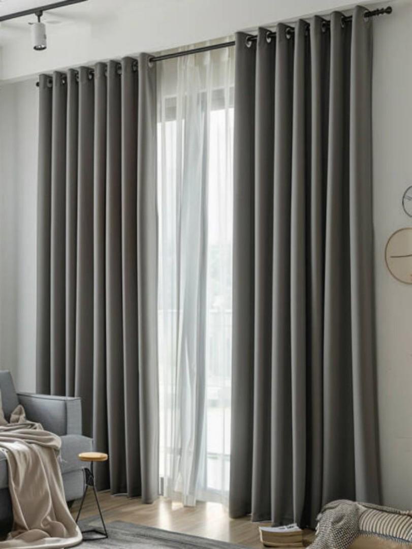[Today Only] GRAY CURTAINS WITH SHEER 3Pcs Set - 2Pc Curtain (4 feet each) + 1pc heavy Sheer - Ready made Living and Bedroom Set Grey curtain. NOTE‼️: WITH and WITHOUT SHEER option available to select