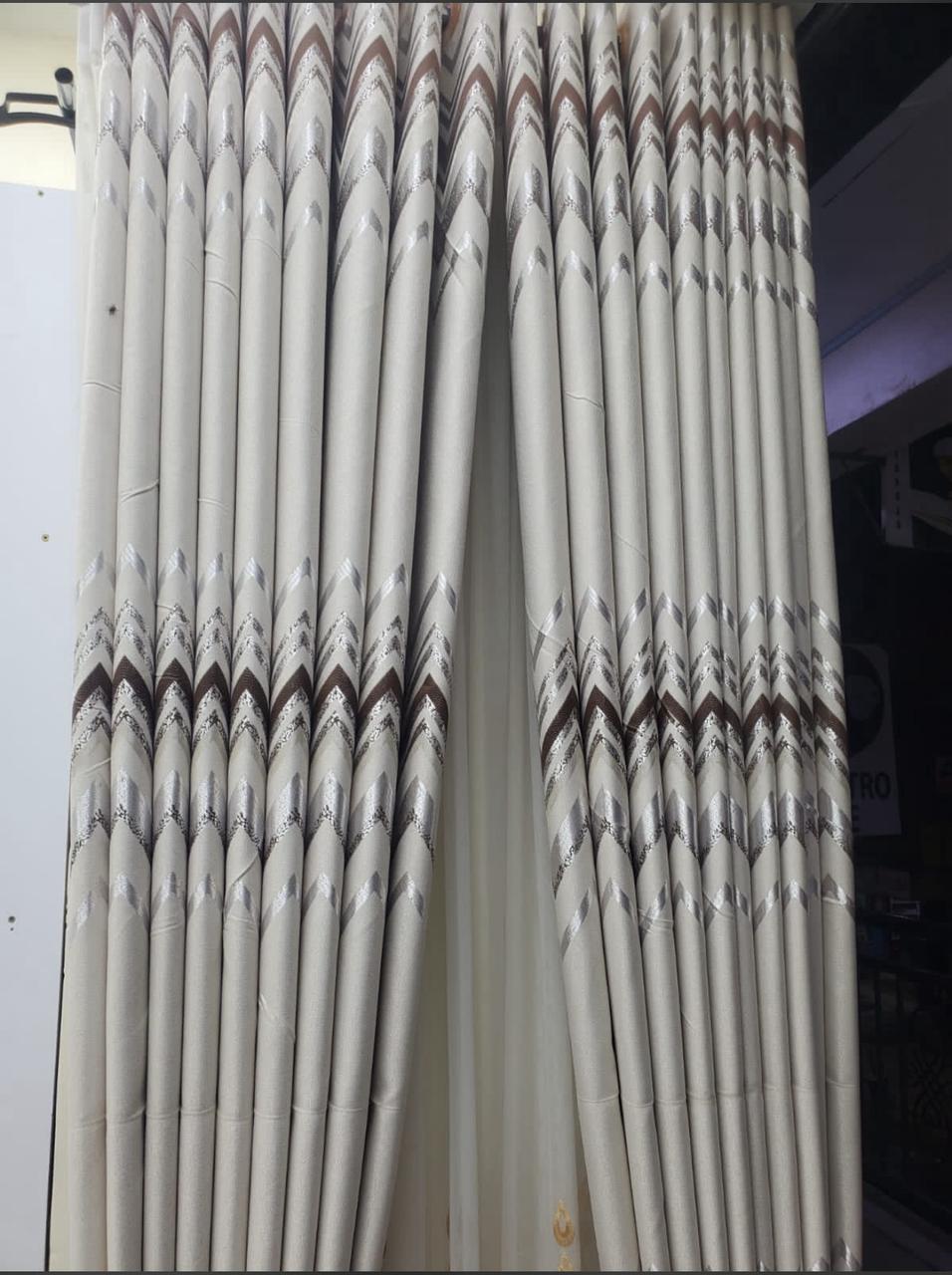 BROWN CURTAINS WITH SHEERS - 3PCS Set -  Curtains [1.5M +1.5M] + FREE SHEER /NET  Window and Door Curtains - Elegant Living and BedRoom Set – Ready made-to-Hang with Curtain Rods.