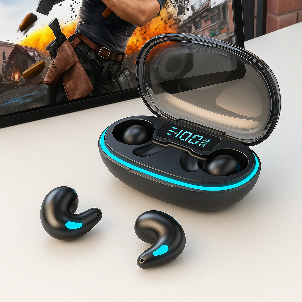 X55 TWS Bluetooth Sleeping Earbuds Wireless Mini Headphones with Mic HD Stereo Sound Waterproof Hidden In-Ear Headsets for Work & Sleep