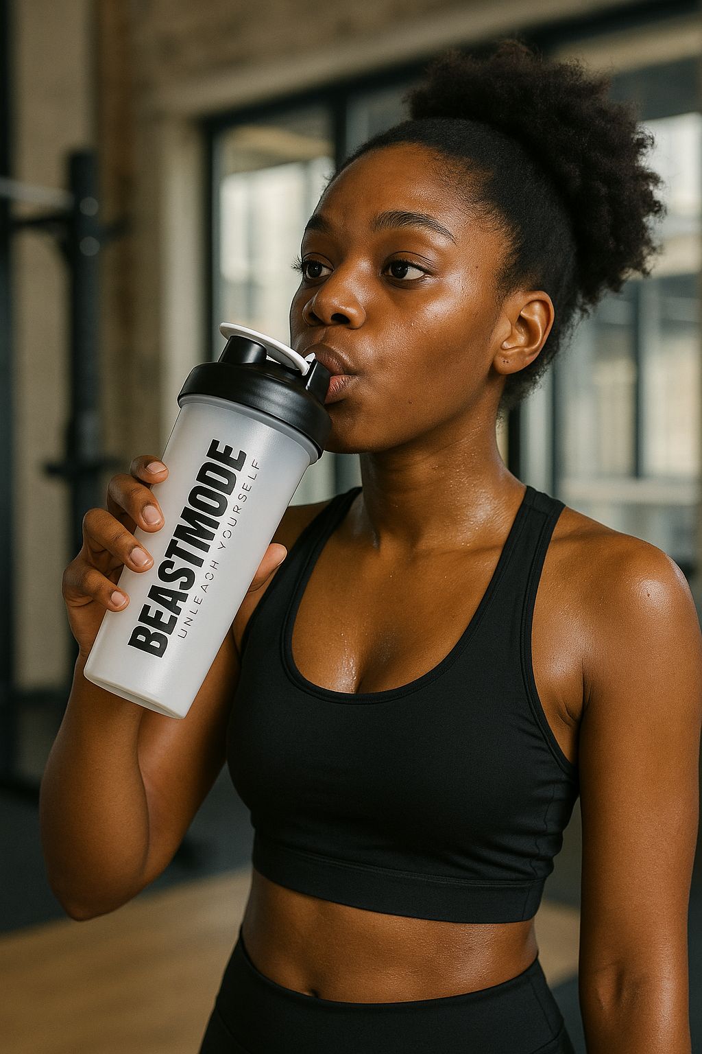 600ml Sports Shaker Bottle for GYM with Straw Protein Shake & Water Cup Portable Fitness Bottle Leakproof Plastic Cup