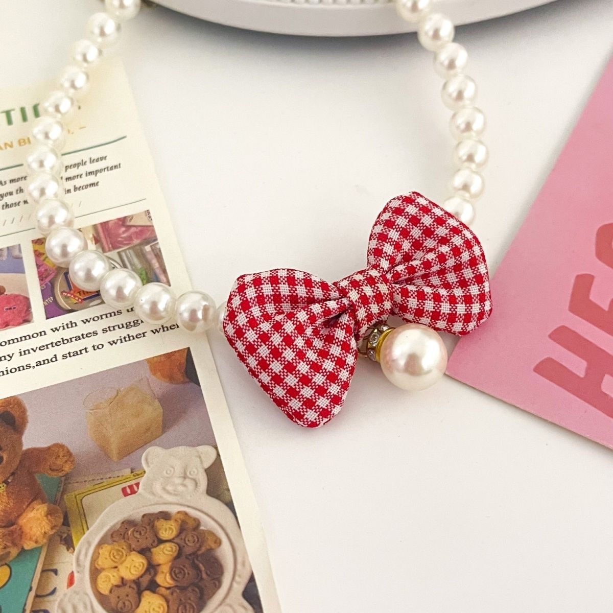 Cat collars Pet bells Cats and Dogs Pearl Necklaces Pet Accessories