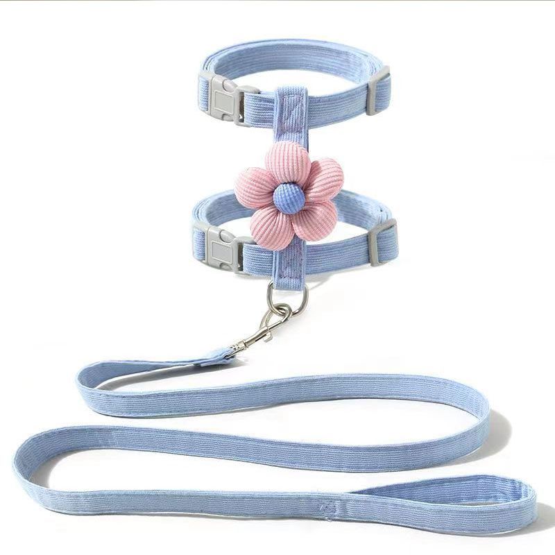 Cat leash, cute flower shape, multi-color optional Small dog leash, pet outing leash