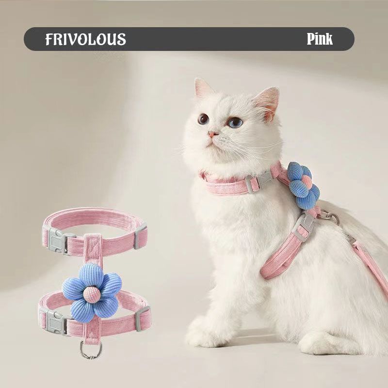 Cat leash, cute flower shape, multi-color optional Small dog leash, pet outing leash