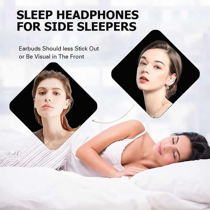 X55 TWS Bluetooth Sleeping Earbuds Wireless Mini Headphones with Mic HD Stereo Sound Waterproof Hidden In-Ear Headsets for Work & Sleep