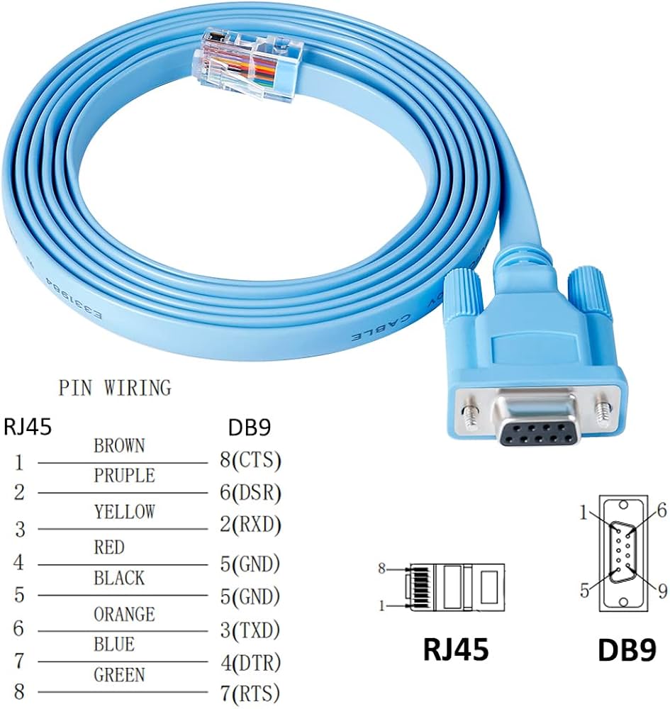 DB9 to RJ45 Console Cable  Compatible with CAB-CONSOLE-RJ45