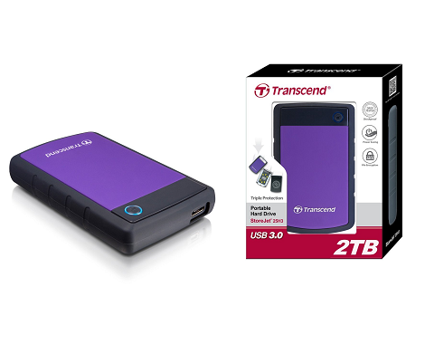 Transcend 2TB StoreJet 25H3 External Hard Drive (Purple)