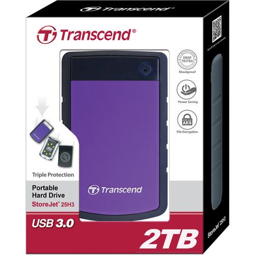 Transcend 2TB StoreJet 25H3 External Hard Drive (Purple)