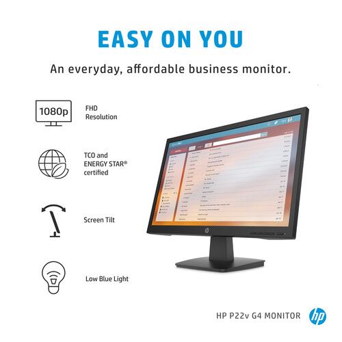 HP P22V G4 MONITOR 21.5" ...FREE VGA & POWER  CABLE