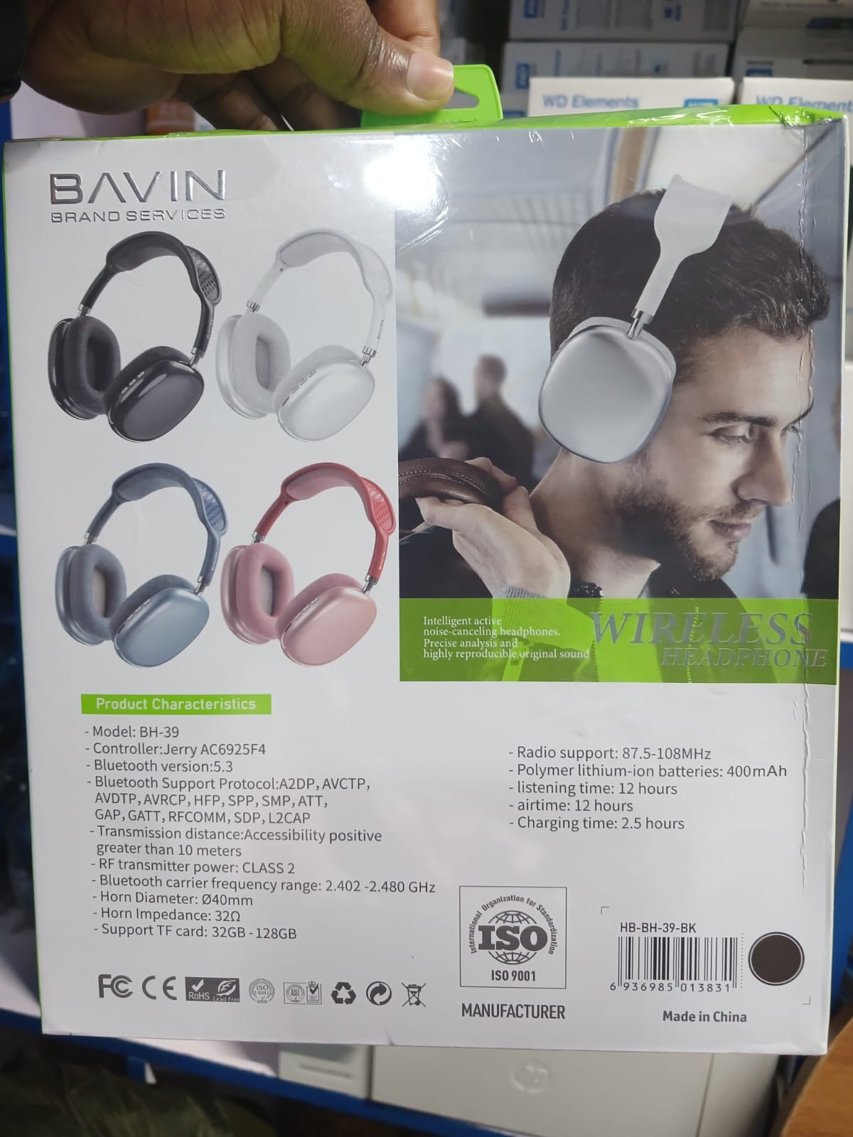 BAVIN HB-BH39 Hi-Fi Wireless Bluetooth Earphones w/ Noise Cancelling for Smartphones
